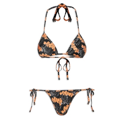 Biquíni Cortininha Floral - Preto