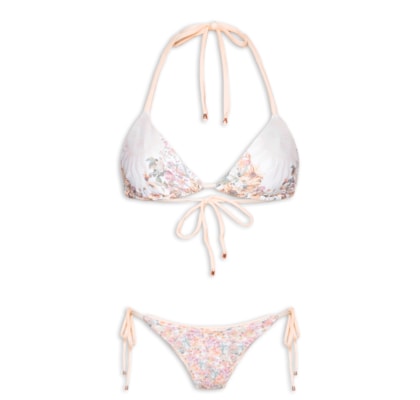 Biquíni Cortininha Floral - Rosa