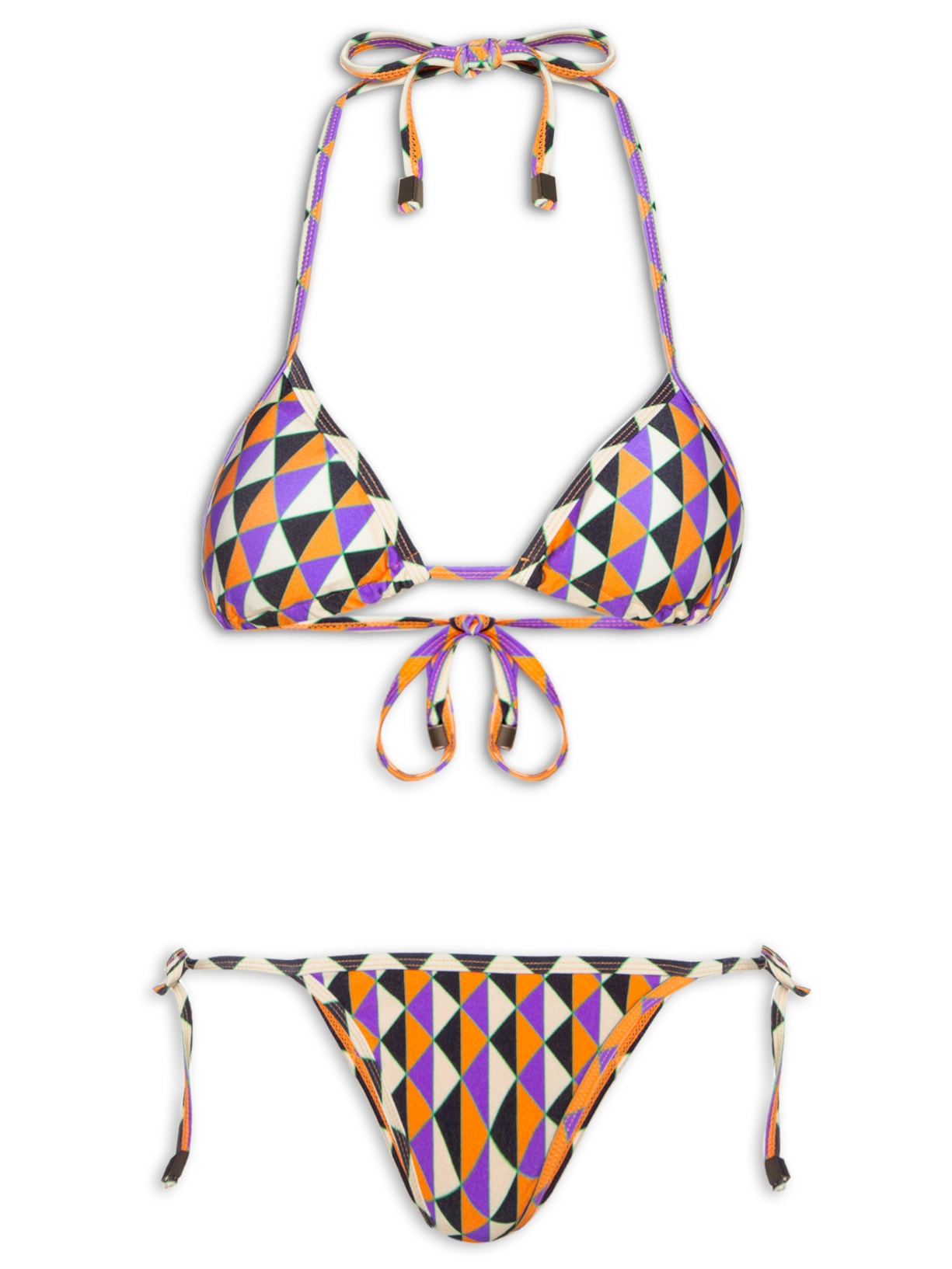 Biquíni Cortininha Geométrico - Laranja