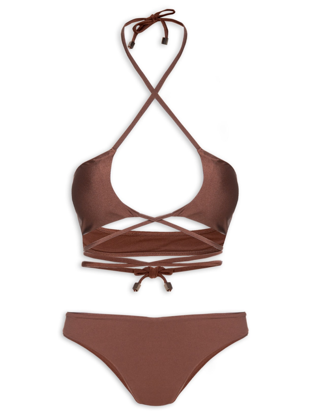 Biquini Cortininha Invertida - Marrom