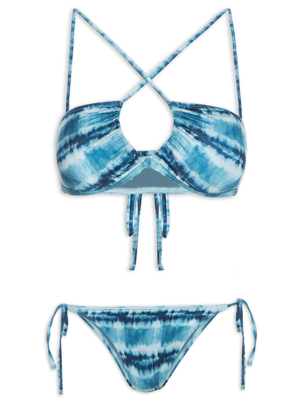 Biquíni Cortininha Invertida Tie Dye - Azul