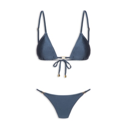 Biquíni Cortininha Liso - Azul