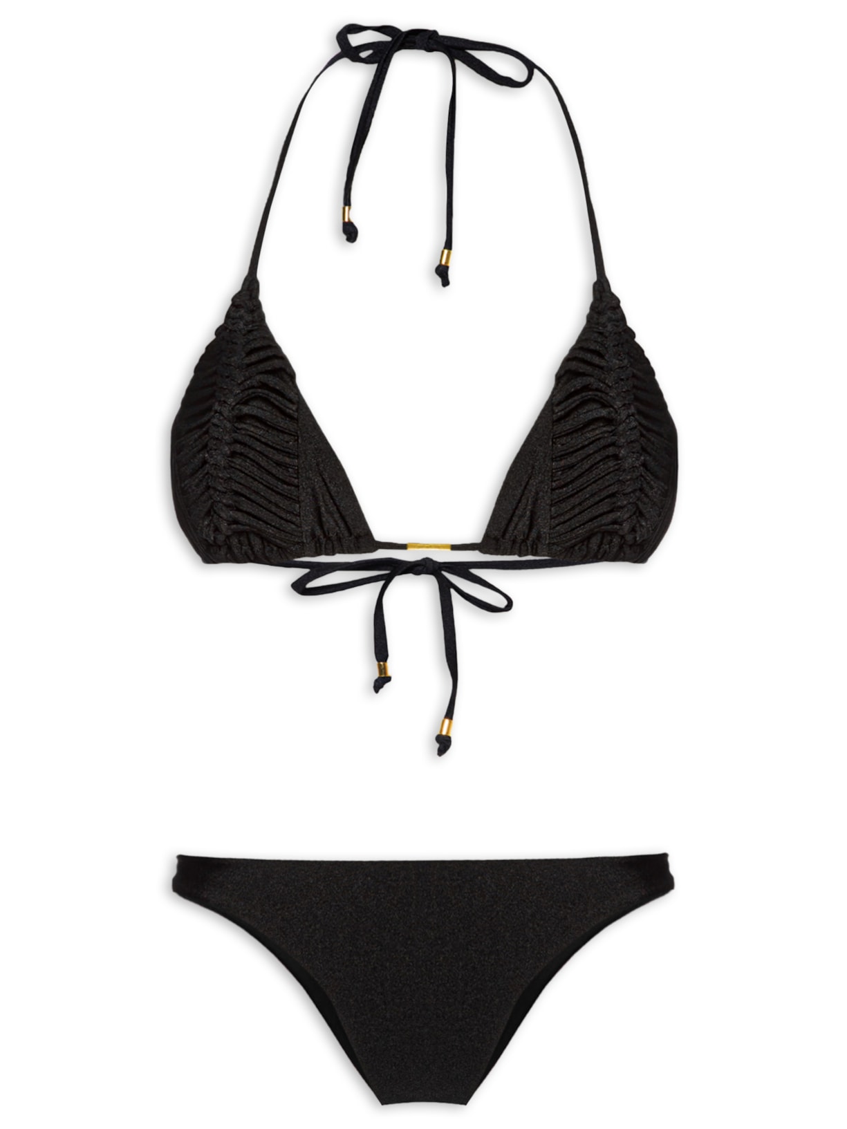 Biquini Cortininha Macramê - Preto