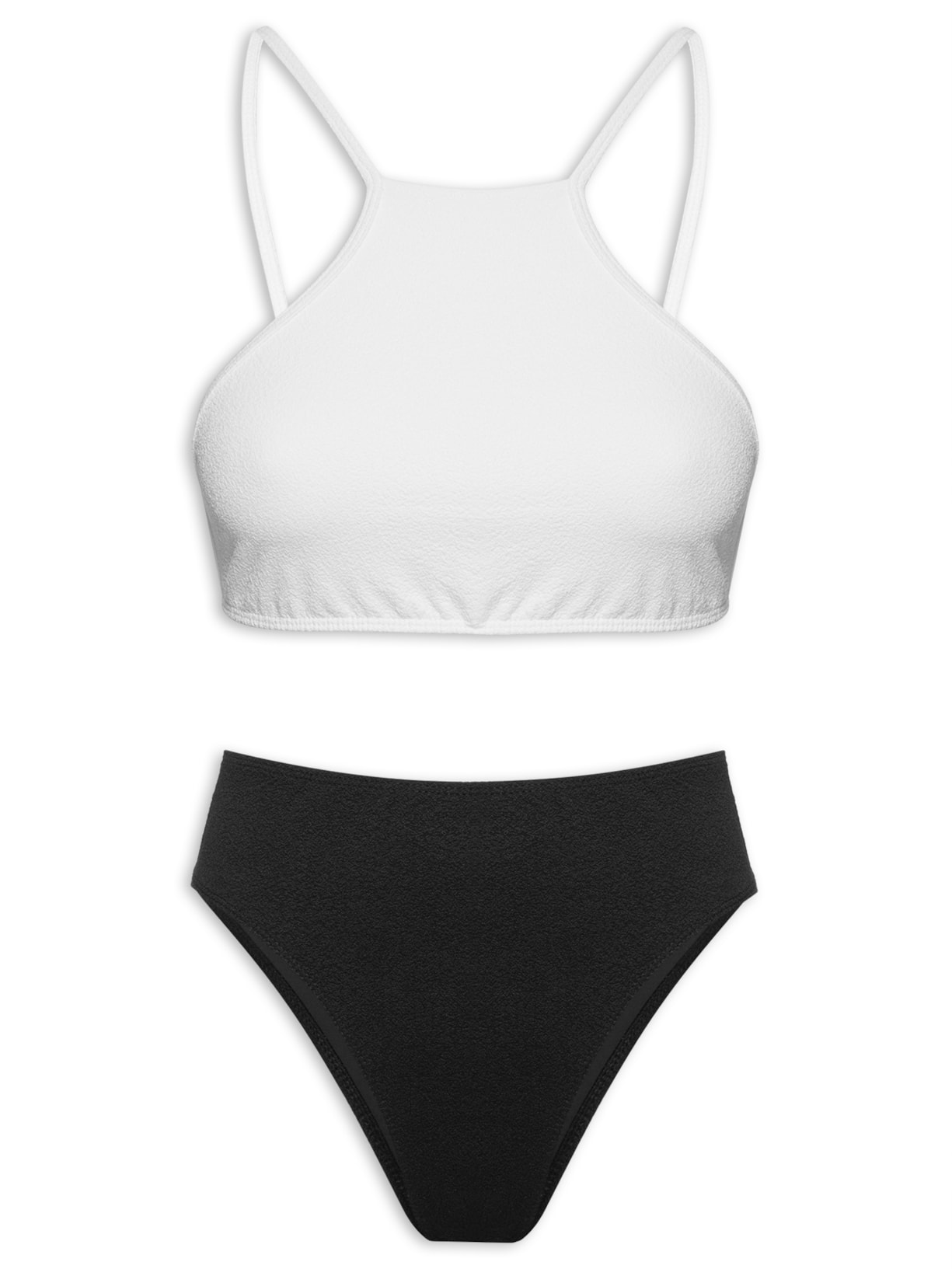 Biquíni Cropped Crisp Bicolor - Branco