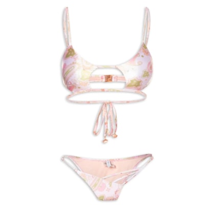 Biquíni Estampado Com Abertura - Rosa