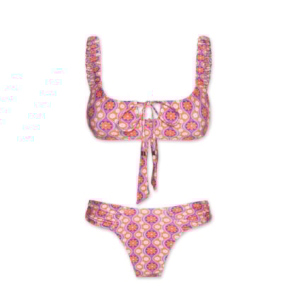 Biquíni Estampado Com Amarração - Laranja
