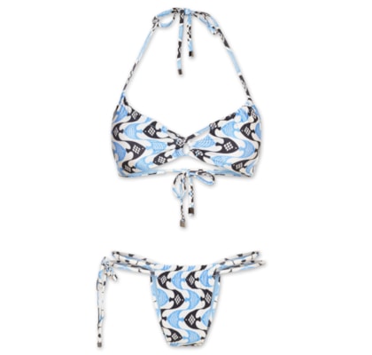 Biquíni Estampado Frente Cruzada - Azul