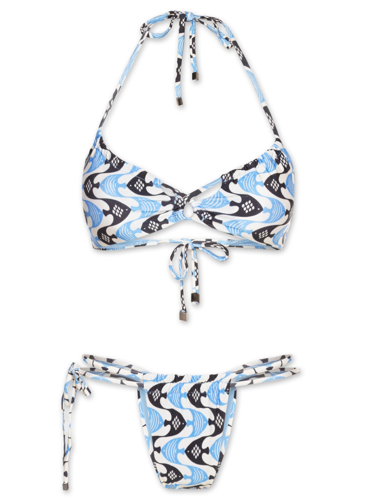 Biquíni Estampado Frente Cruzada - Azul