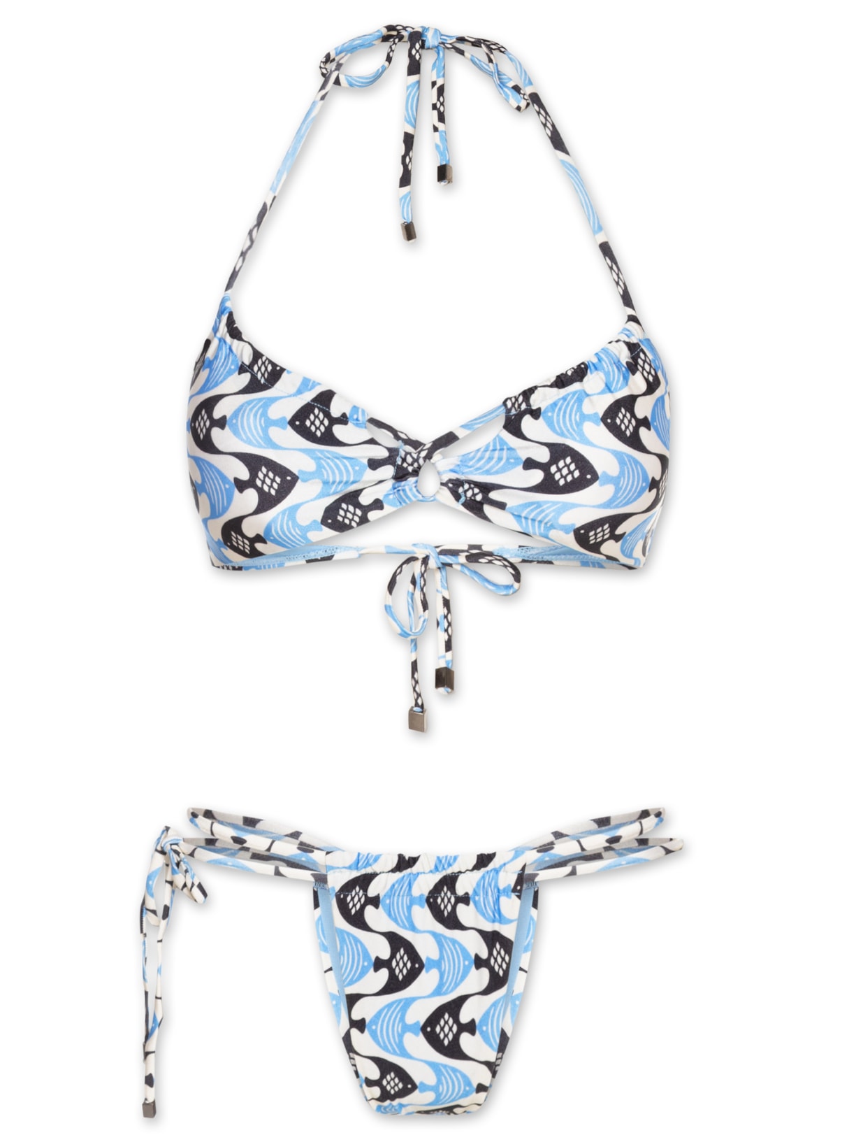 Biquíni Estampado Frente Cruzada Azul Mktbeach