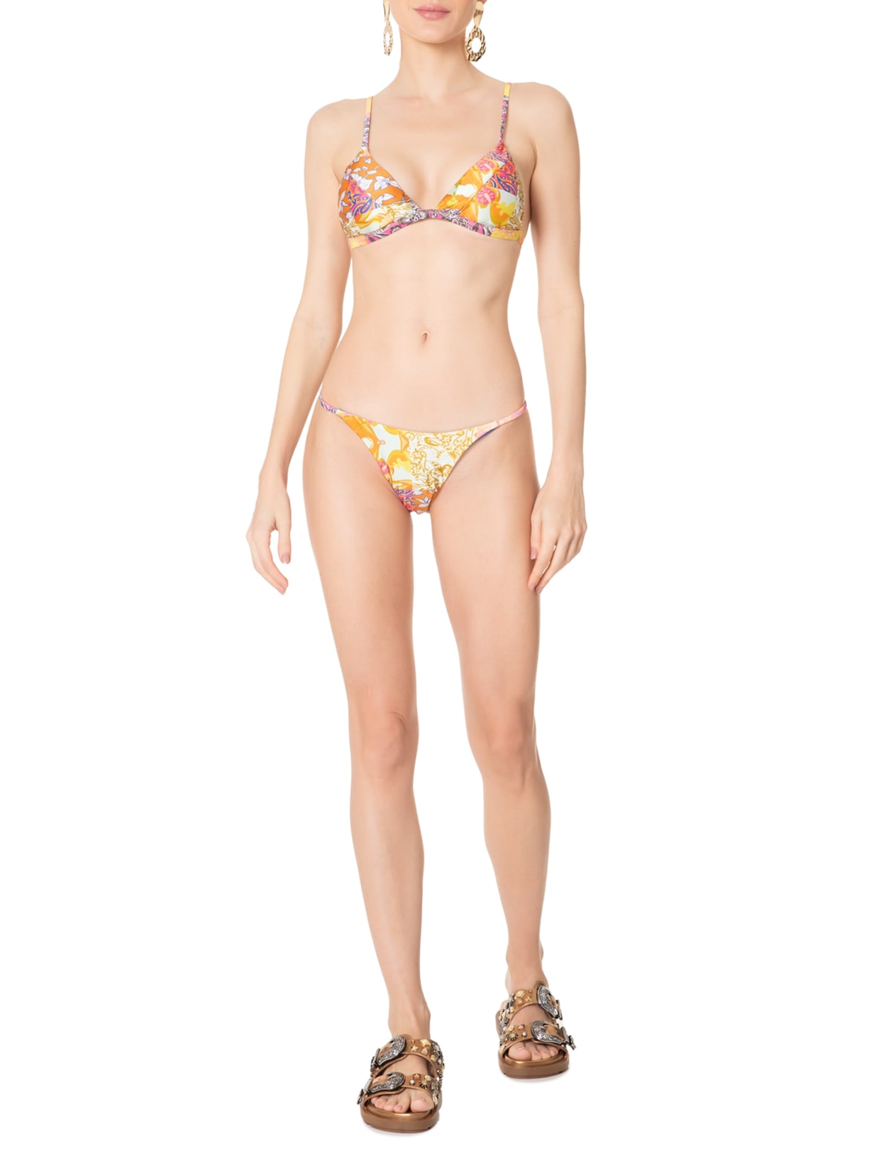 Biquíni Estampado Triângulo  Laranja  Mktbeach