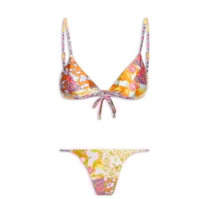 Biquíni Estampado Triângulo  - Laranja 