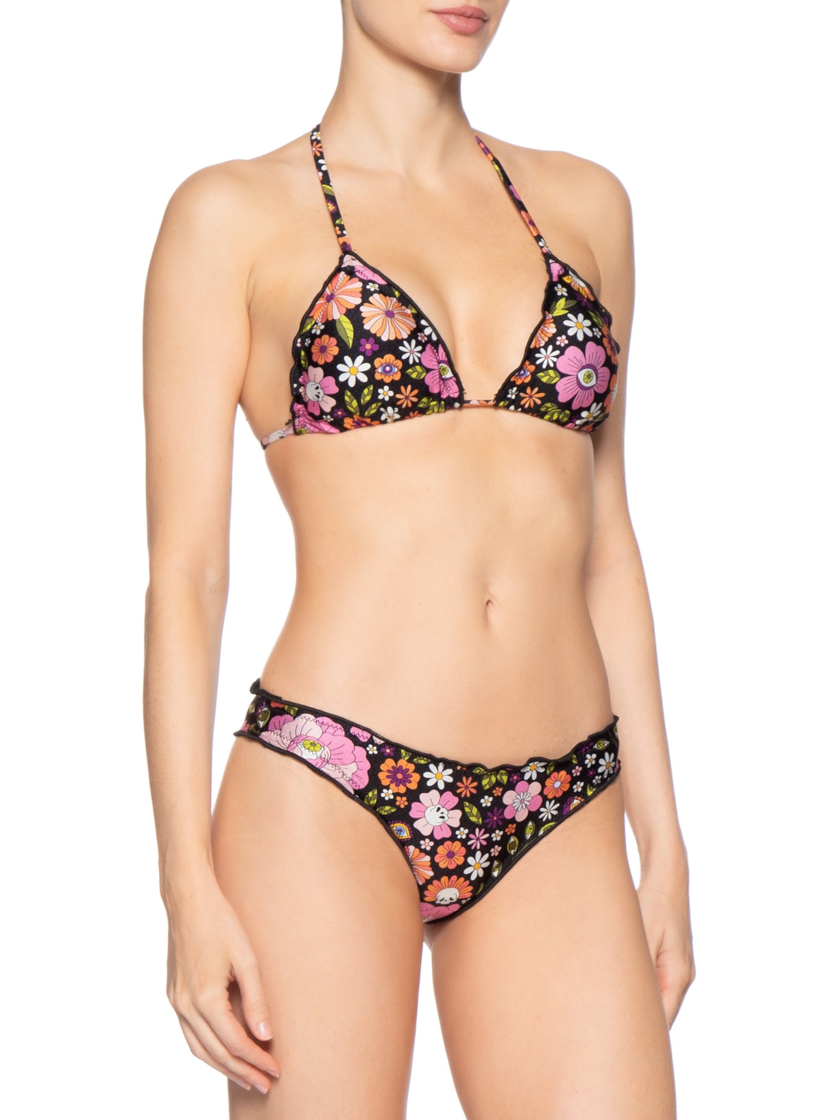 Biquíni Feminino Cortininha Estampado Preto Mktbeach
