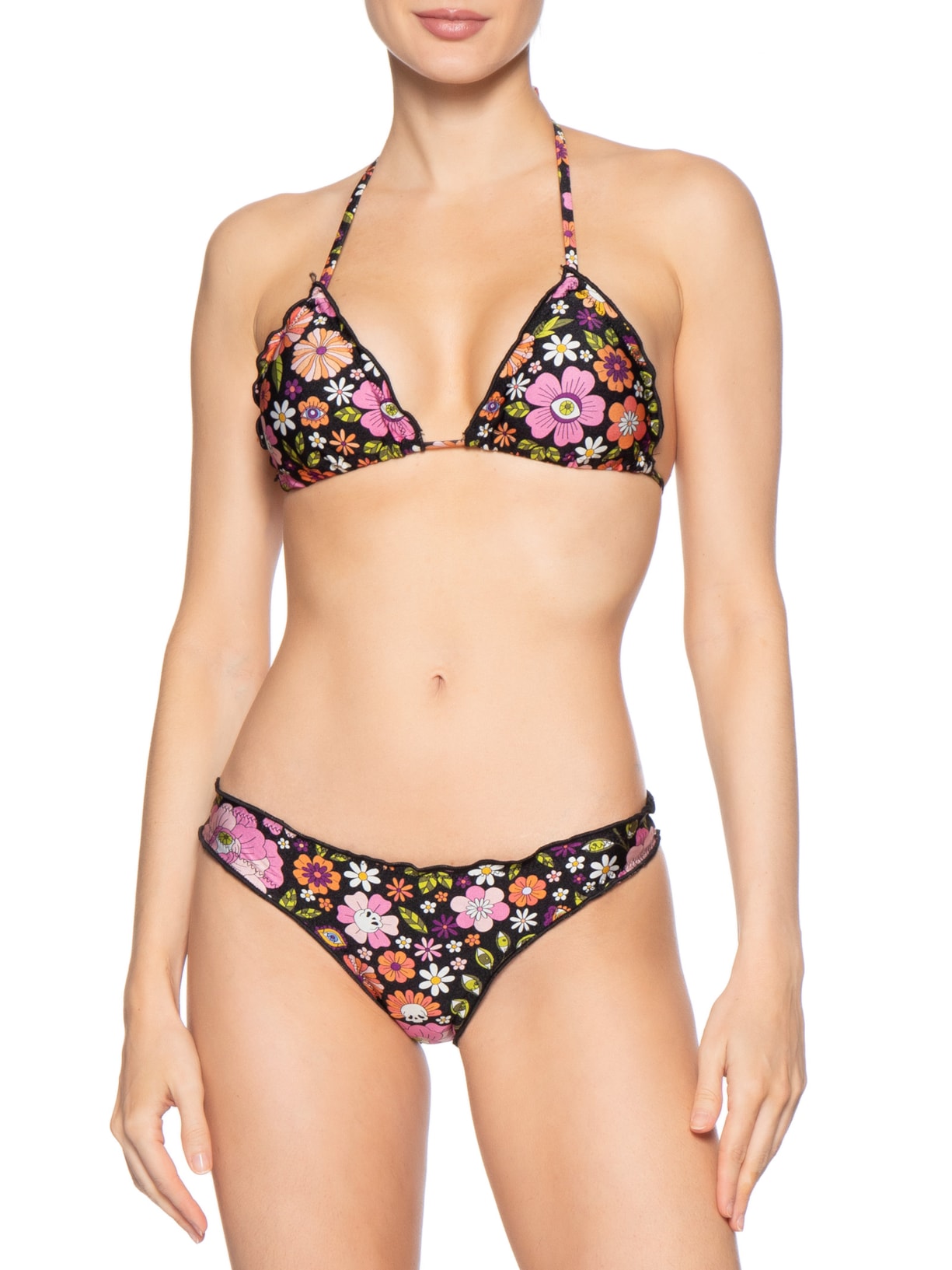 Biquíni Feminino Cortininha Estampado Preto Mktbeach
