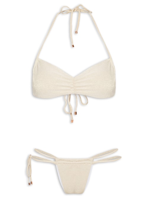Biquíni Feminino Cortininha Invertida - Bege