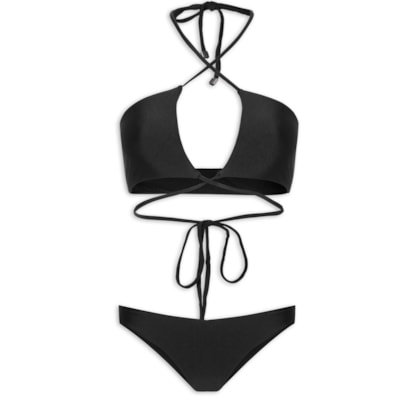 Biquini Feminino Cortininha Invertida - Preto