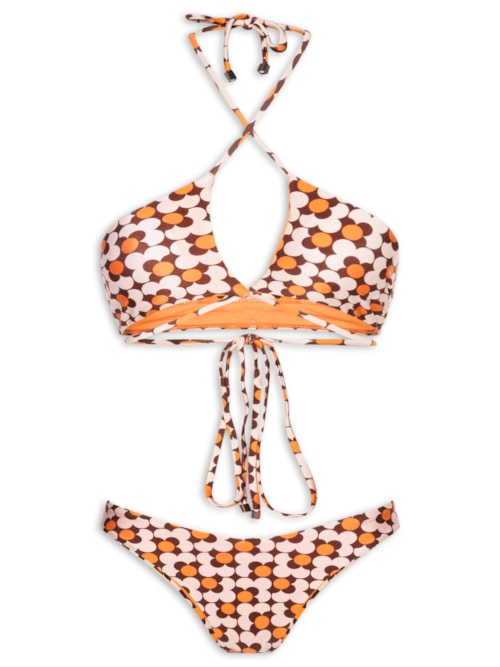 Biquíni Feminino Estampado Com Abertura - Laranja
