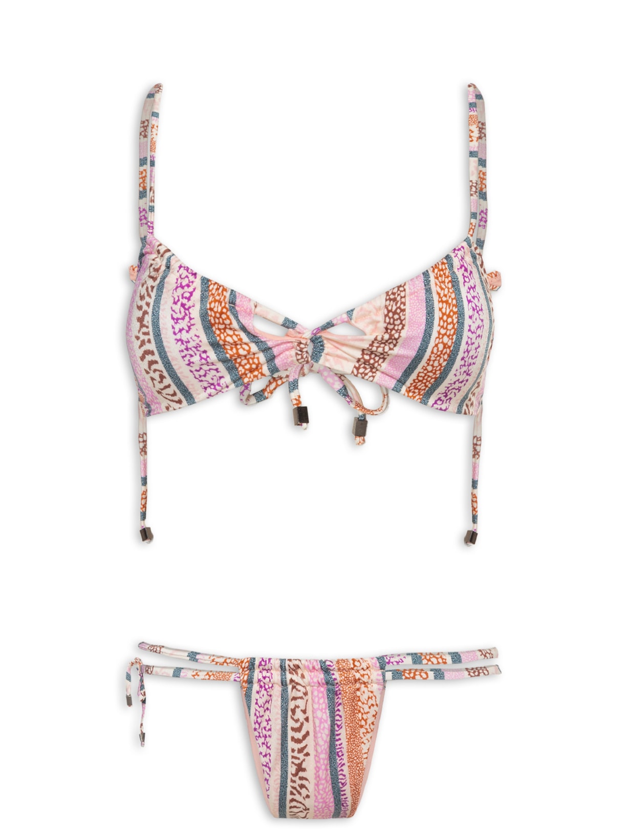 ?Biquíni Feminino Estampado Com Frente Cruzada - Rosa