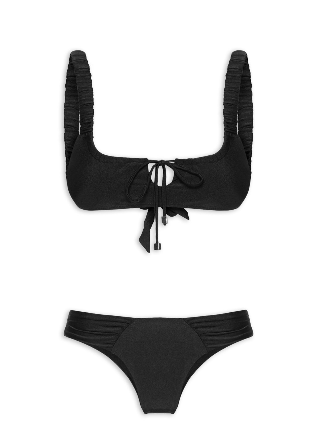 Biquíni Feminino Liso Com Amarração Frontal - Preto