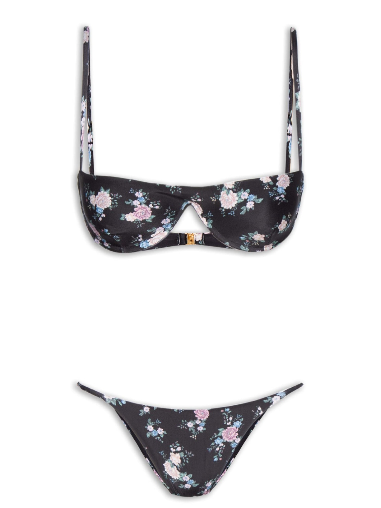 Biquíni Feminino Meia Taça Floral Romance - Preto