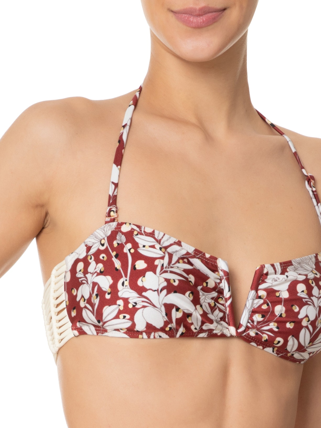 Biquíni Floral Com Alça Removível Vermelho Mktbeach