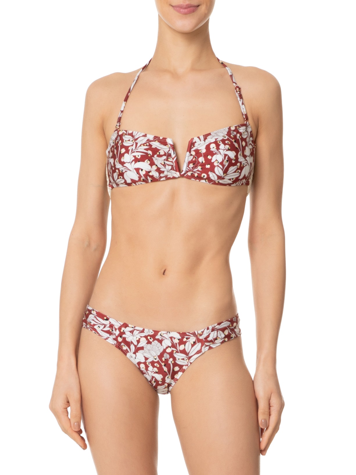 Biquíni Floral Com Alça Removível Vermelho Mktbeach