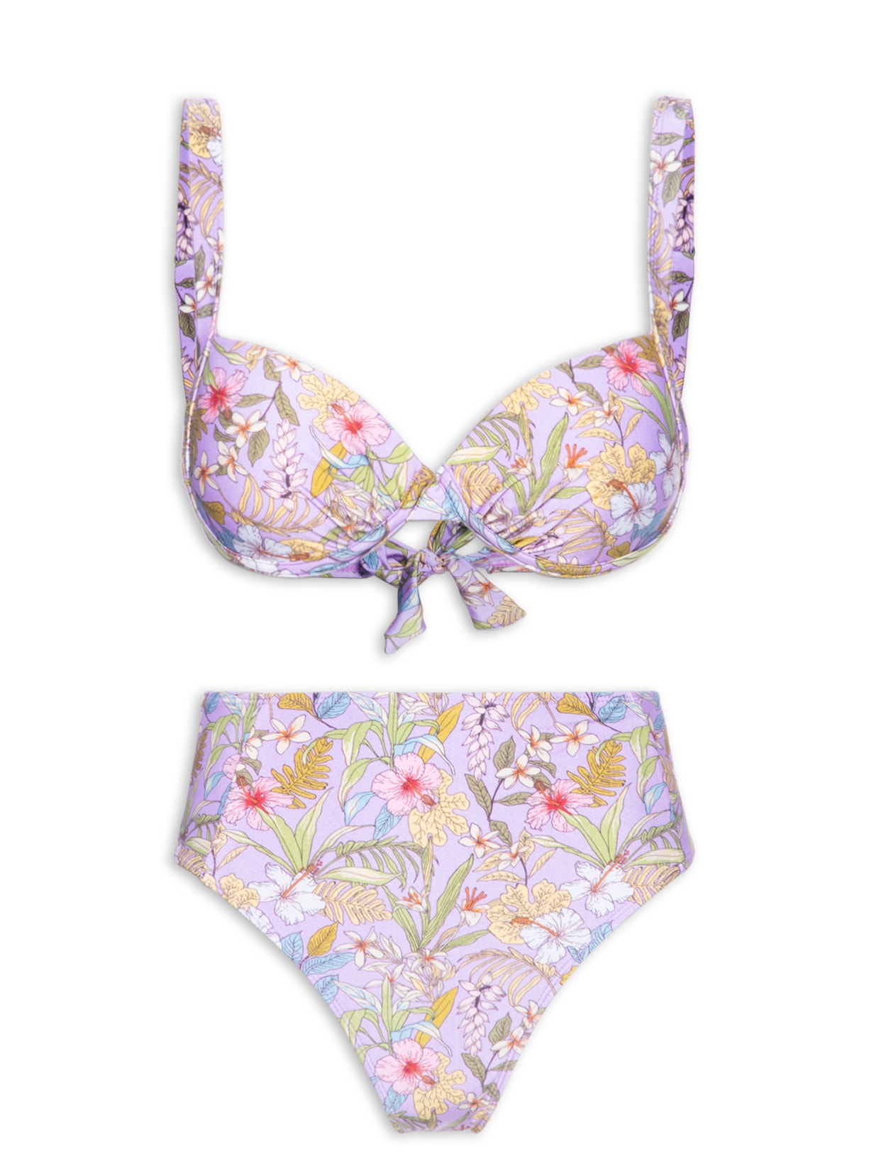 Biquíni Floral Meia Taça - Lilás