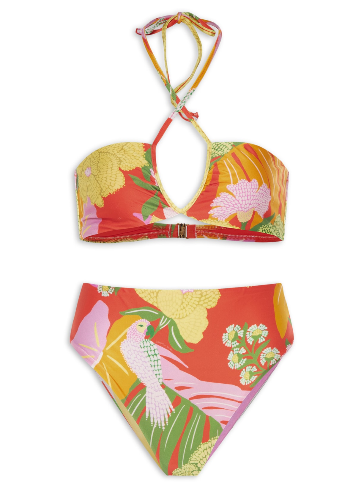 Biquíni Floral Neon - Laranja