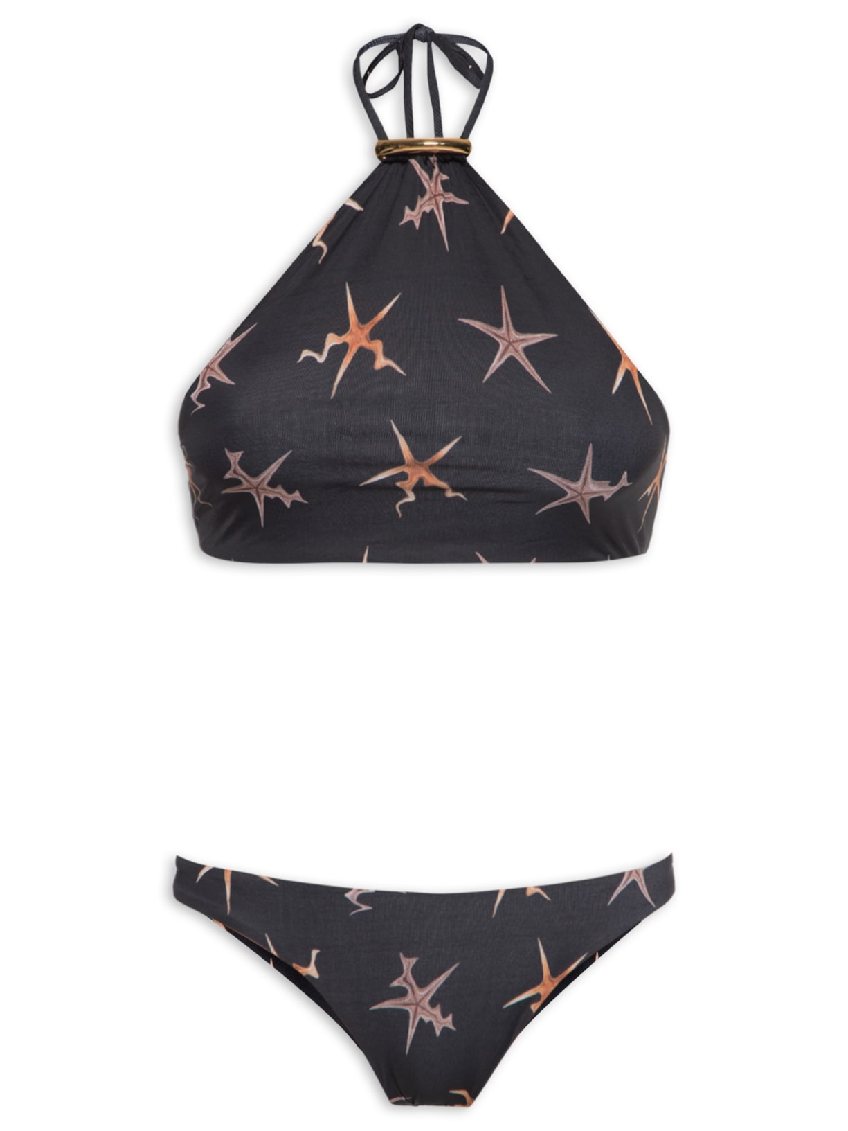 Biquini Halter Starfish Com Metal Preto Animale Resort