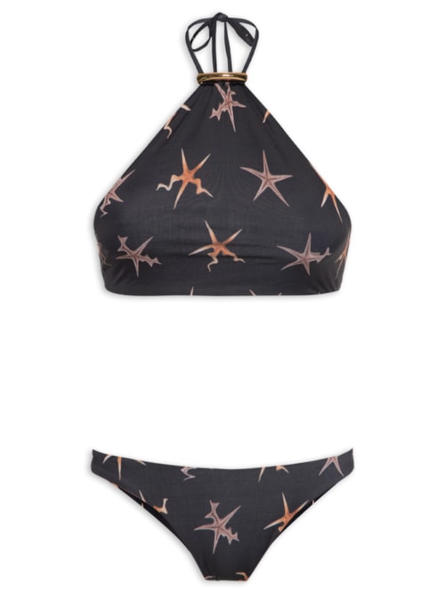 Biquini Halter Starfish Com Metal - Preto