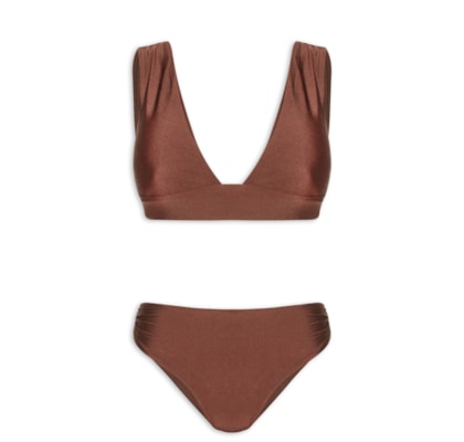 Biquíni Hot Pant Liso - Marrom