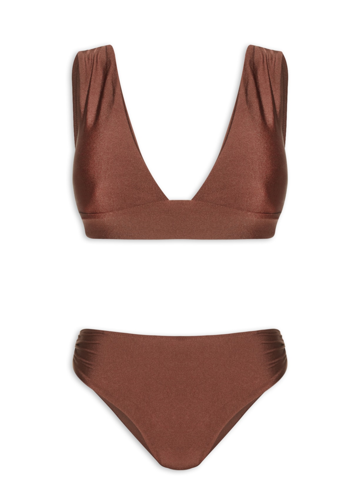 Biquíni Hot Pant Liso - Marrom