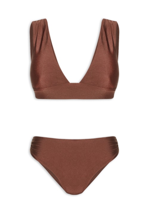 Biquíni Hot Pant Liso - Marrom