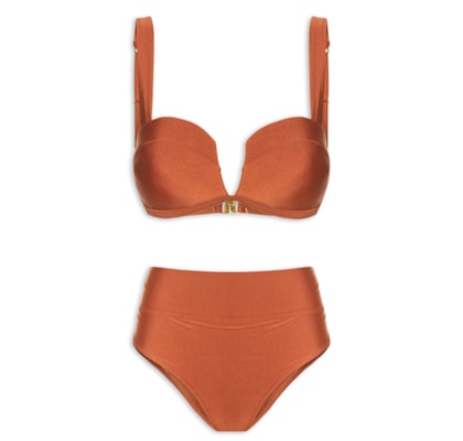 Biquíni Hot Pant Liso - Marrom