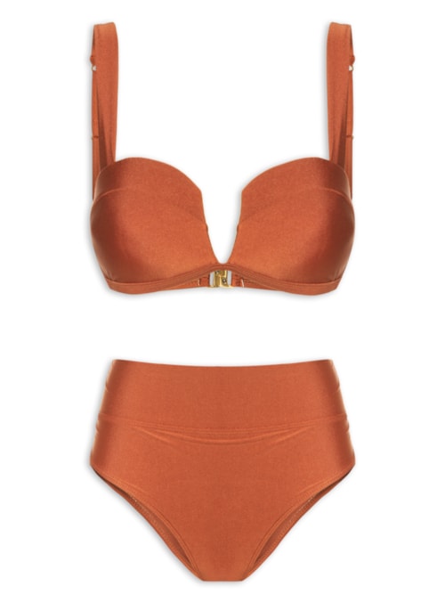 Biquíni Hot Pant Liso - Marrom