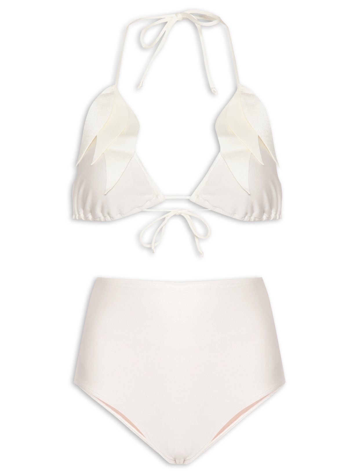 Biquíni Hot Pants Ombro Folhas Cherry Bomb - Off White