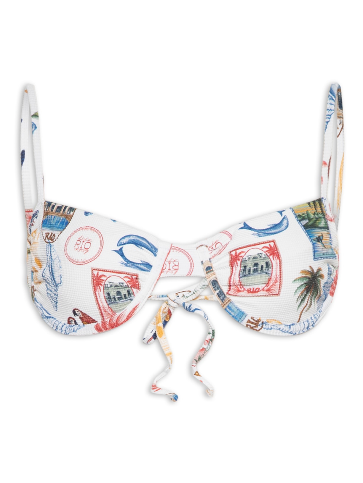 Biquini Hot Pants Tropical Vintage Branco Farm Praia