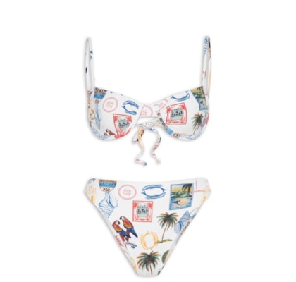Biquini Hot Pants Tropical Vintage - Branco