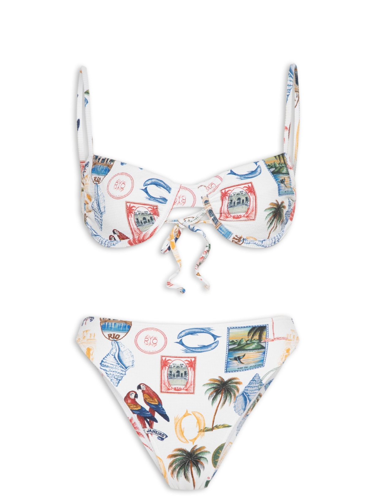 Biquini Hot Pants Tropical Vintage - Branco