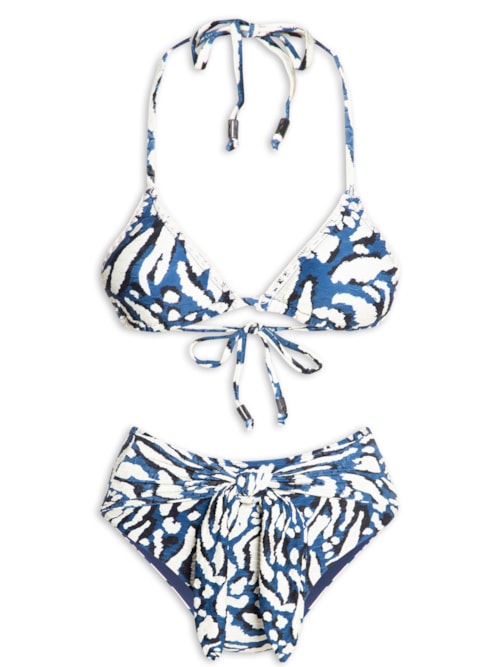Biquíni Hotpant Estampado - Azul