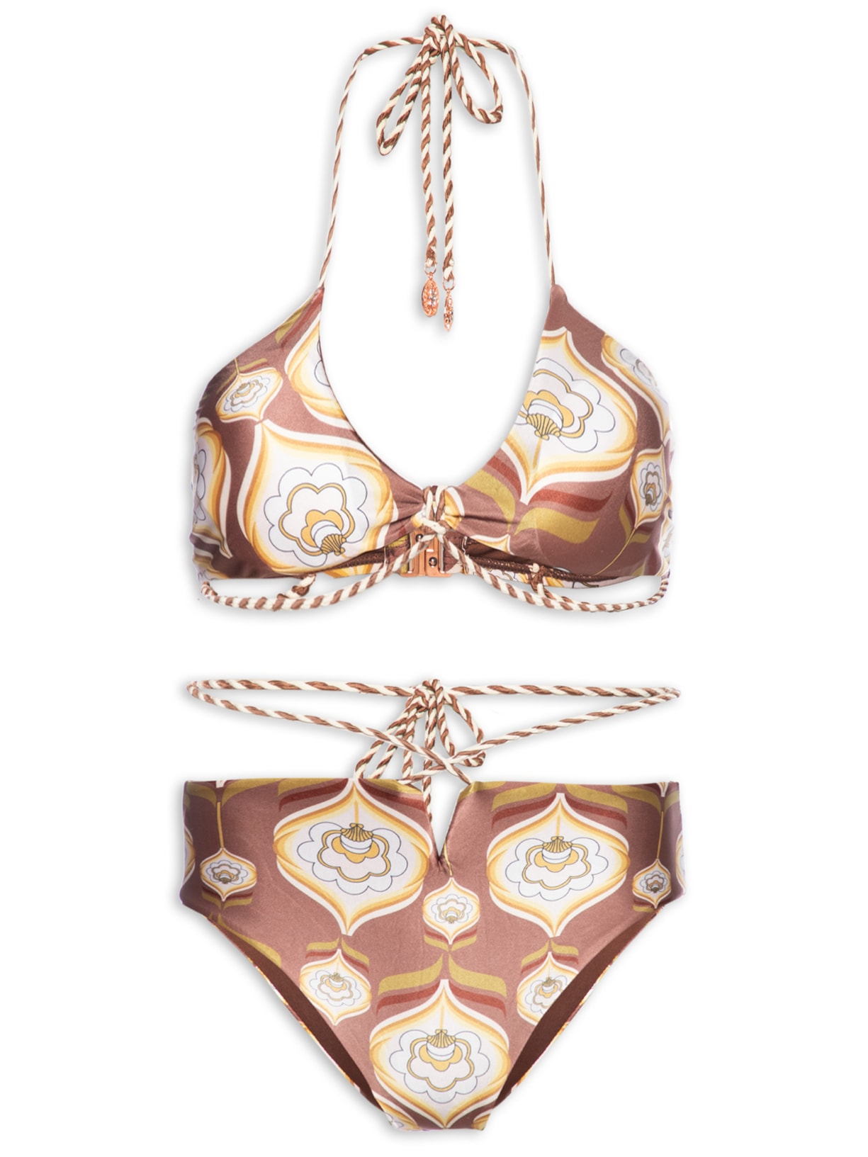 Biquíni Hotpant Estampado - Marrom