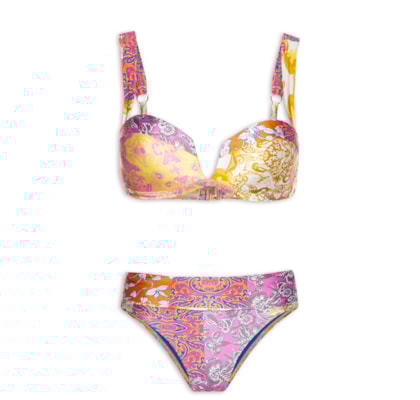 Biquíni Hotpants Estampado - Amarelo