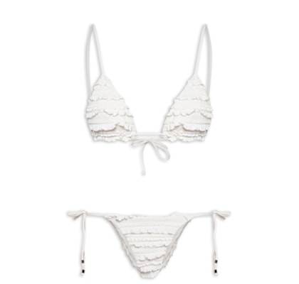 Biquíni Lacinho Babados Textura - Branco