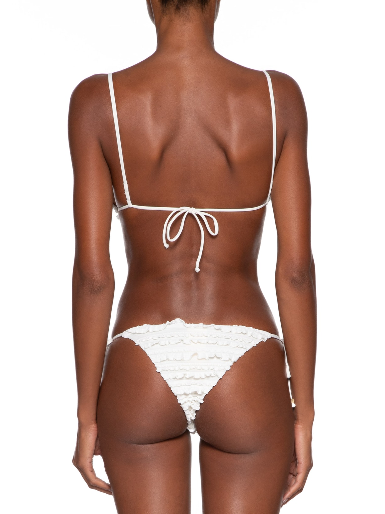 Biquíni Lacinho Babados Textura Branco Farm Praia