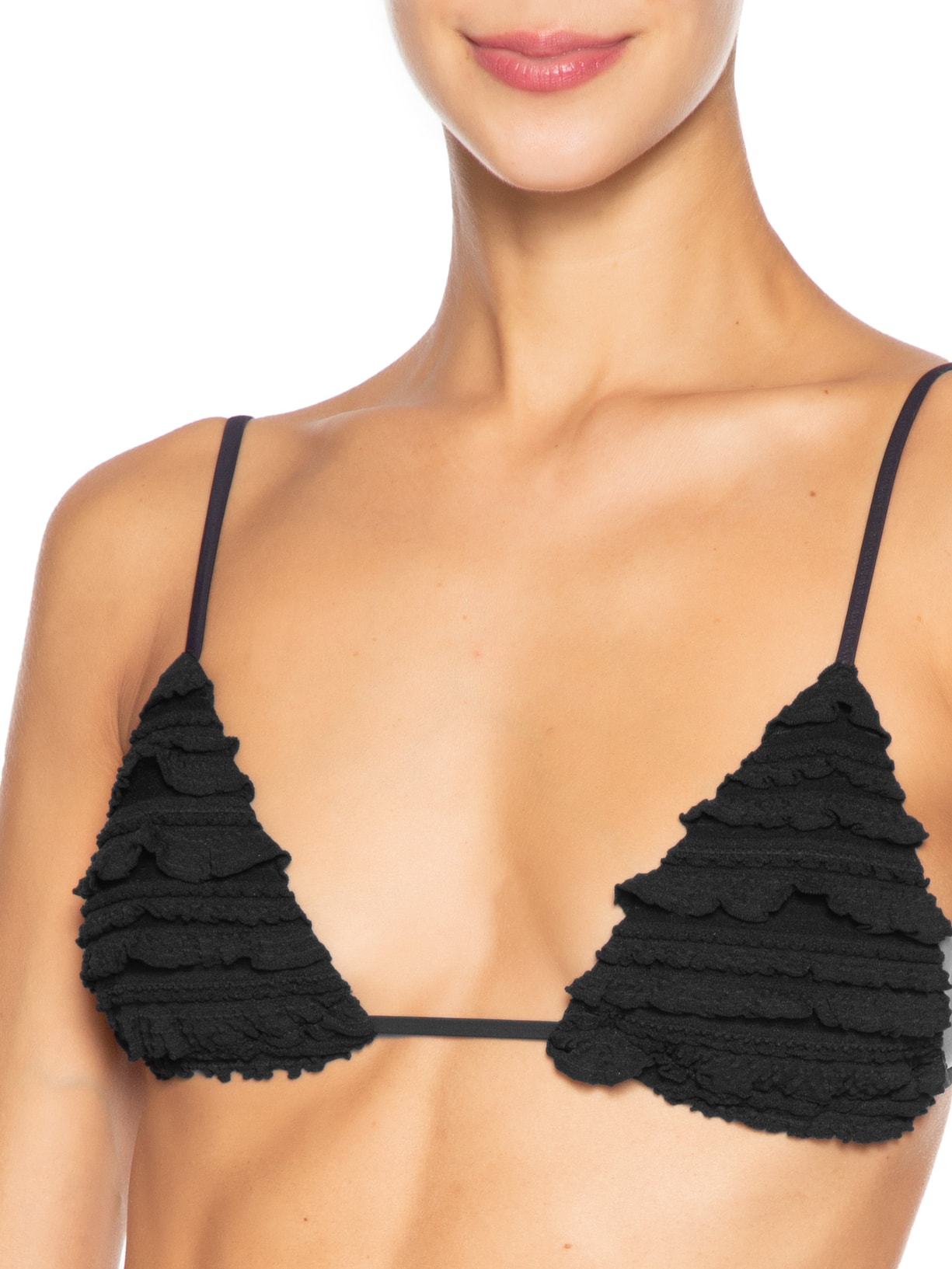 Biquíni Lacinho Babados Textura Preto Farm Praia