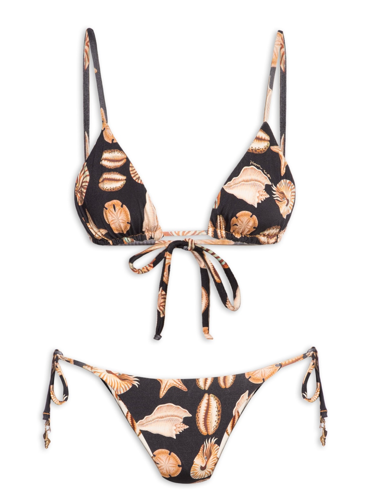 Biquíni Lacinho Double Conchas Preto Farm Praia