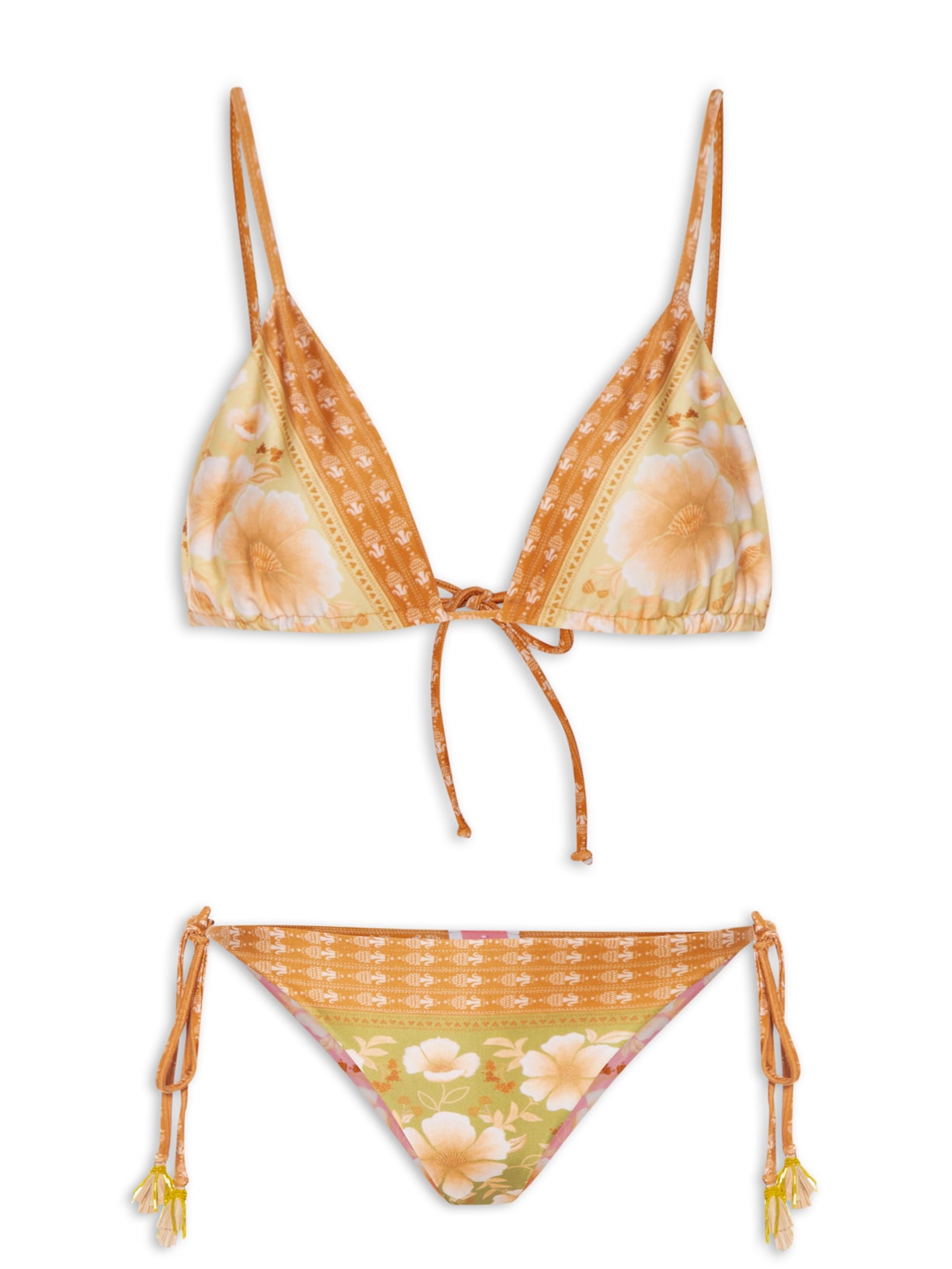 Biquíni Lacinho Double Floral Veraneio - Marrom
