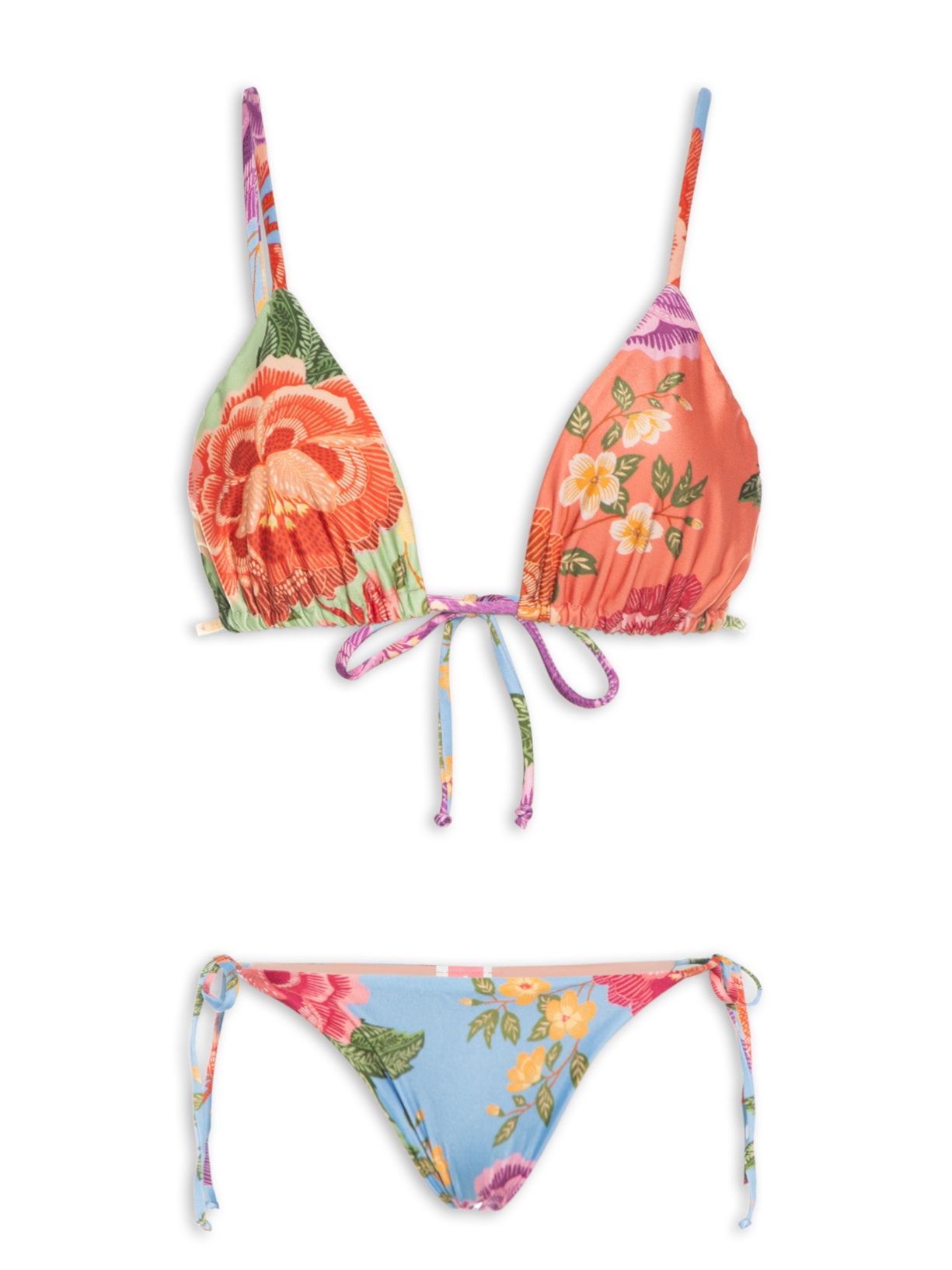 Biquíni Lacinho Patch Bouquet De Verão - Azul