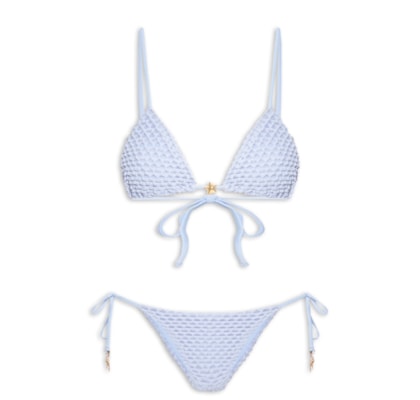 Biquíni Lacinho Textura Cavalo Marinho - Azul