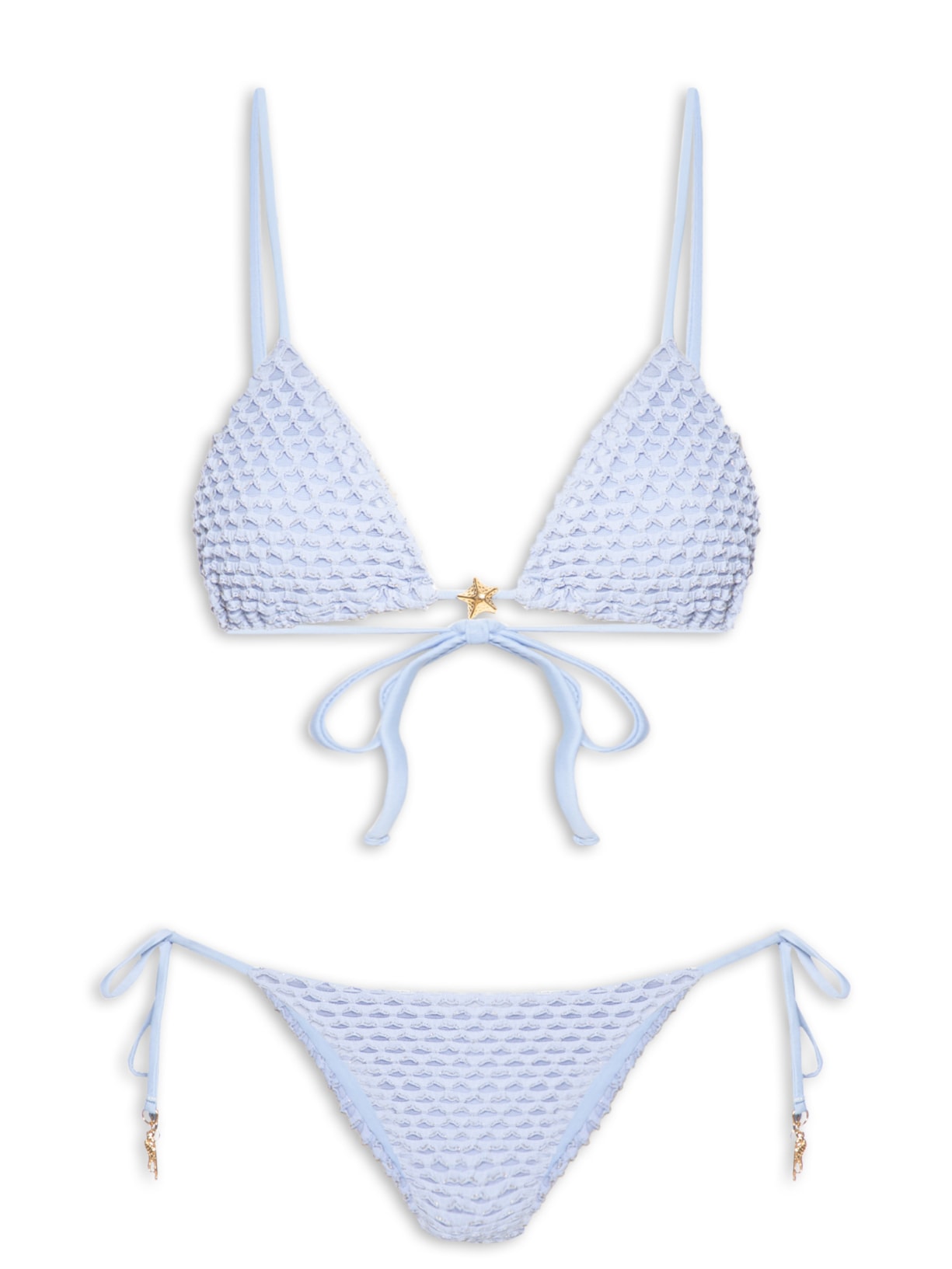 Biquíni Lacinho Textura Cavalo Marinho - Azul