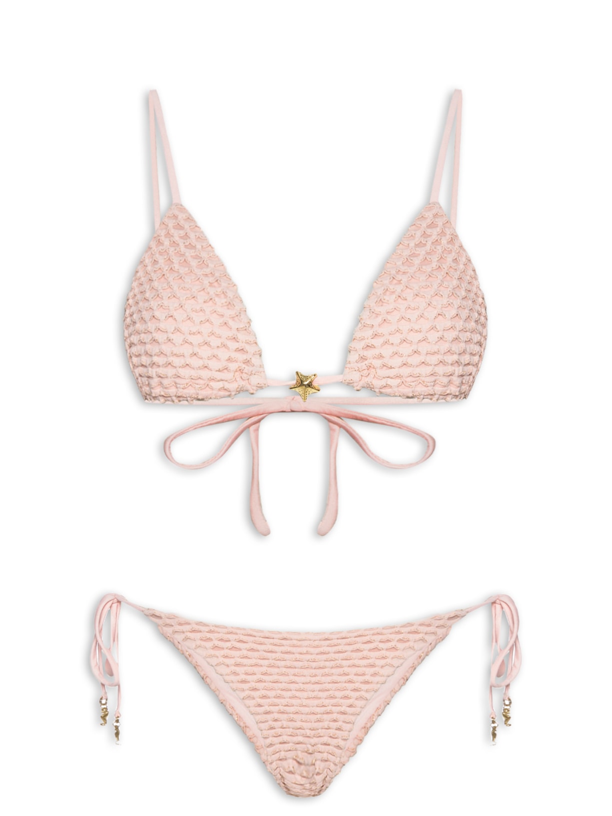 Biquíni Lacinho Textura Cavalo Marinho Rosa Farm Praia